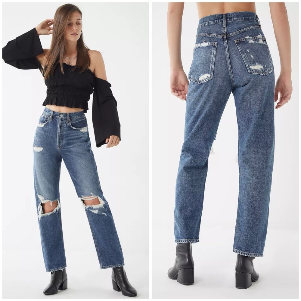 AGOLDE 90s High Rise Loose Fit 26 Psyche Destructed Straight Leg